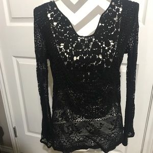 Crocheted black long sleeve NWT